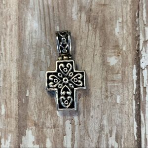 Vintage Sterling Floral Heart Cross Charm BS
